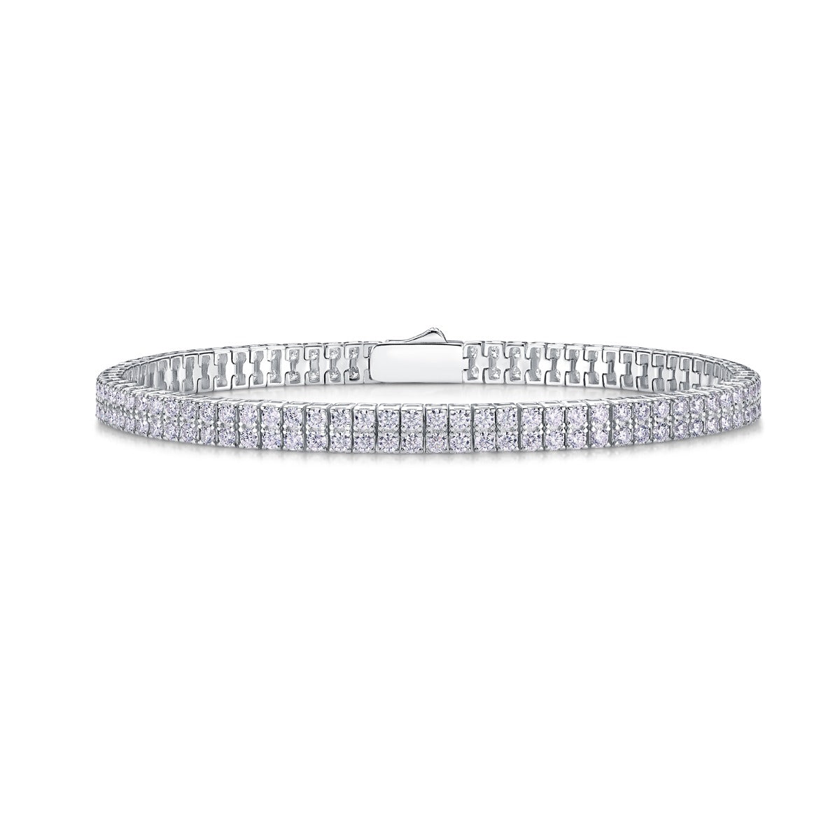 Two-Row Moissanite Tennis Bracelet in 925 Sterling Silver