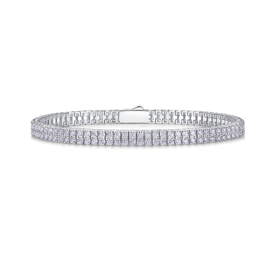 Two-Row Moissanite Tennis Bracelet in 925 Sterling Silver