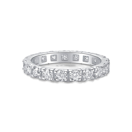 Round Moissanite Shared-Prong Eternity Band in 925 Sterling Silver