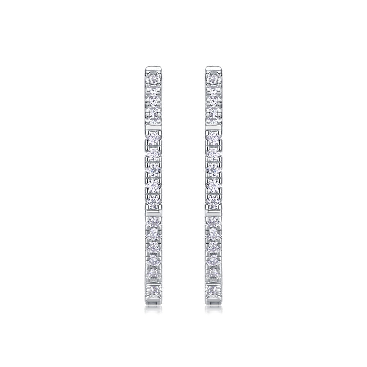 Moissanite Pave Large Hoop Earrings in 925 Sterling Silver