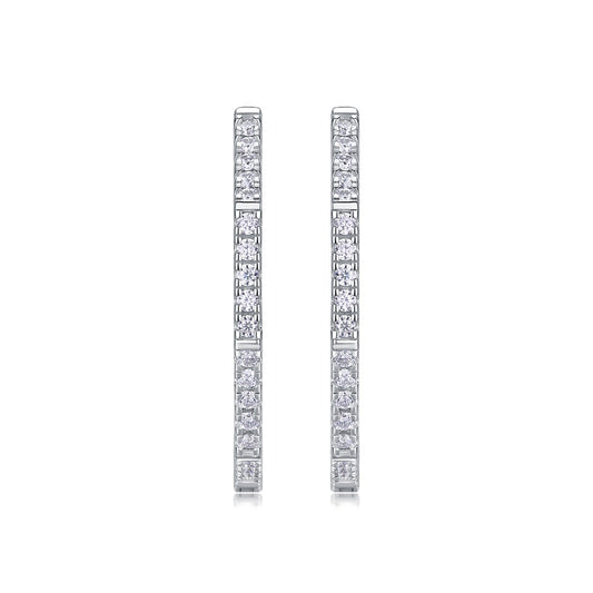Moissanite Pave Large Hoop Earrings in 925 Sterling Silver