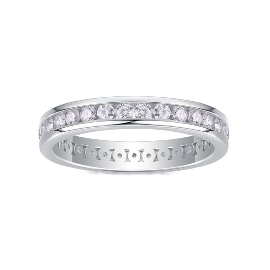 Round Moissanite Channel-Set Eternity Band in 925 Sterling Silver