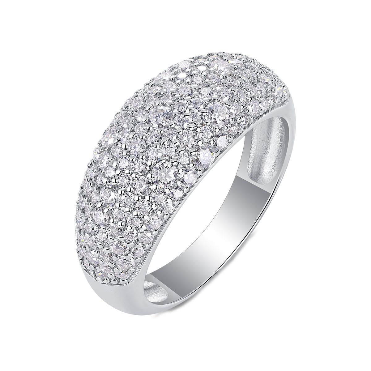 Moissanite Pave Domed Cocktail Ring in 925 Sterling Silver