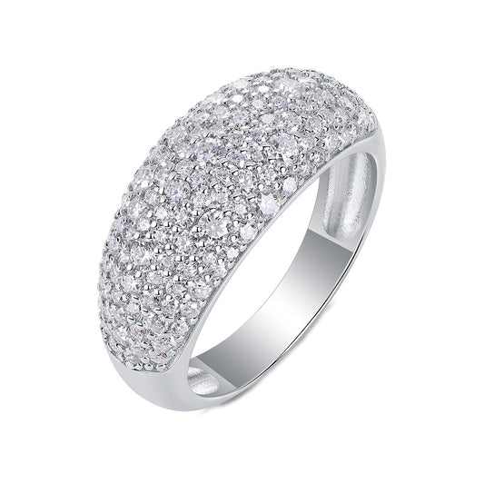 Moissanite Pave Domed Cocktail Ring in 925 Sterling Silver