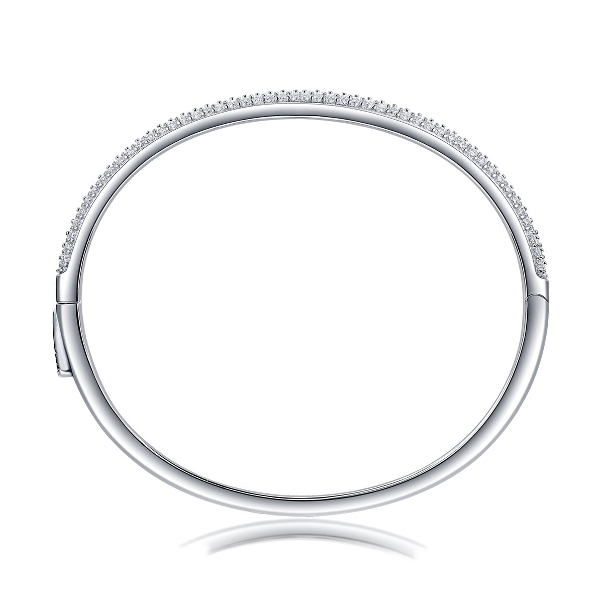 Pave Moissanite Hinged Bangle Bracelet in 925 Sterling Silver