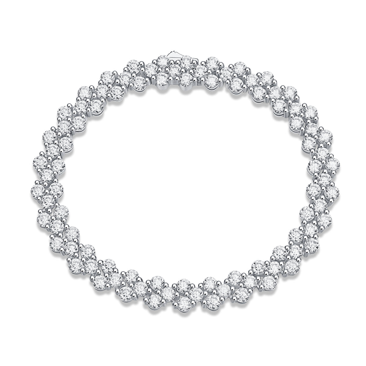 Moissanite Flower Cluster Link Bracelet in 925 Sterling Silver