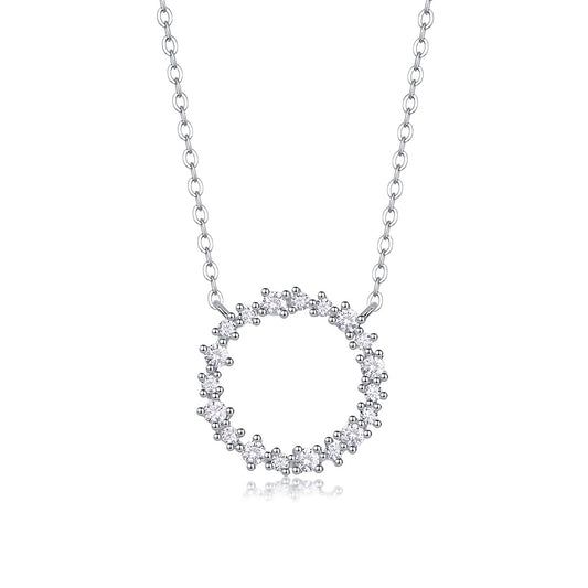 Mixed-Cut Moissanite Wreath Circle Necklace in 925 Sterling Silver