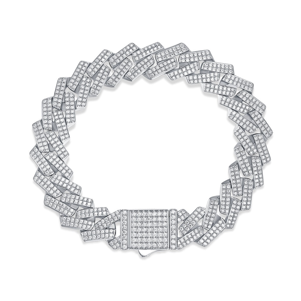 Iced Moissanite Cuban Link Bracelet in 925 Sterling Silver