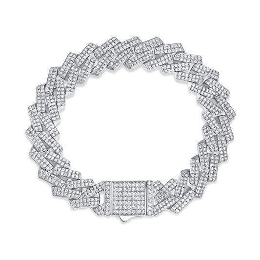Iced Moissanite Cuban Link Bracelet in 925 Sterling Silver
