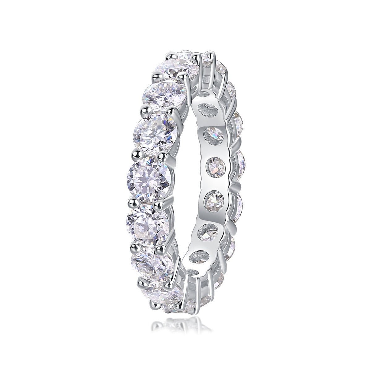 Oval Moissanite Shared-Prong Eternity Band in 925 Sterling Silver