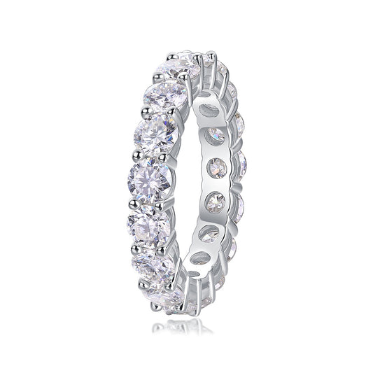 Oval Moissanite Shared-Prong Eternity Band in 925 Sterling Silver