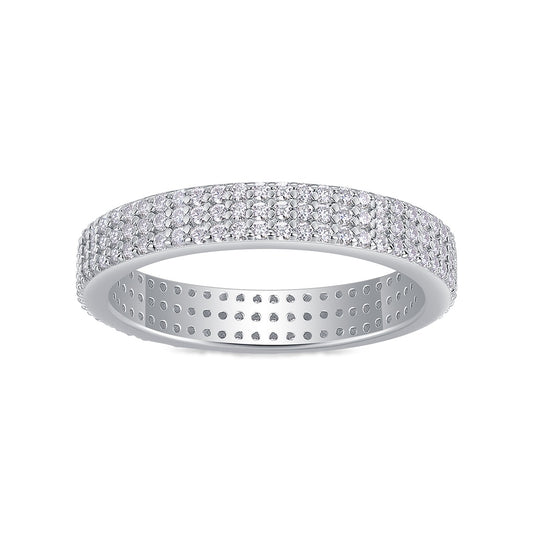 Moissanite Three-Row Pave Full Eternity Band in 925 Sterling Silver