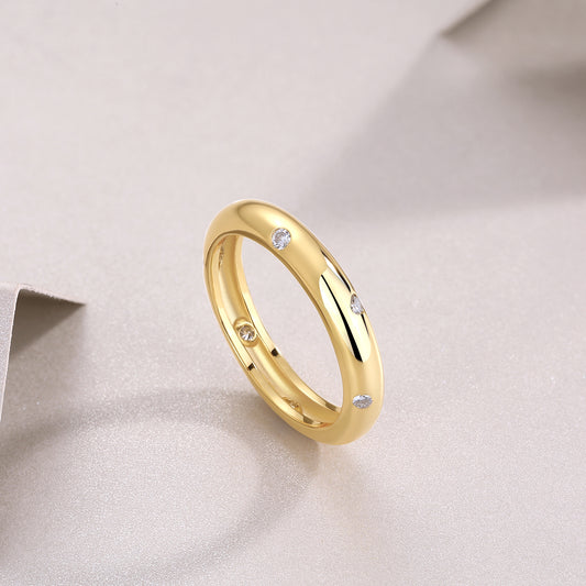 Moissanite Flush-Set Dome Band in Gold-Plated 925 Silver