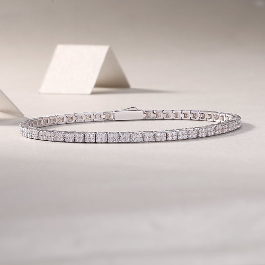 Square Moissanite Tennis Bracelet in 925 Sterling Silver