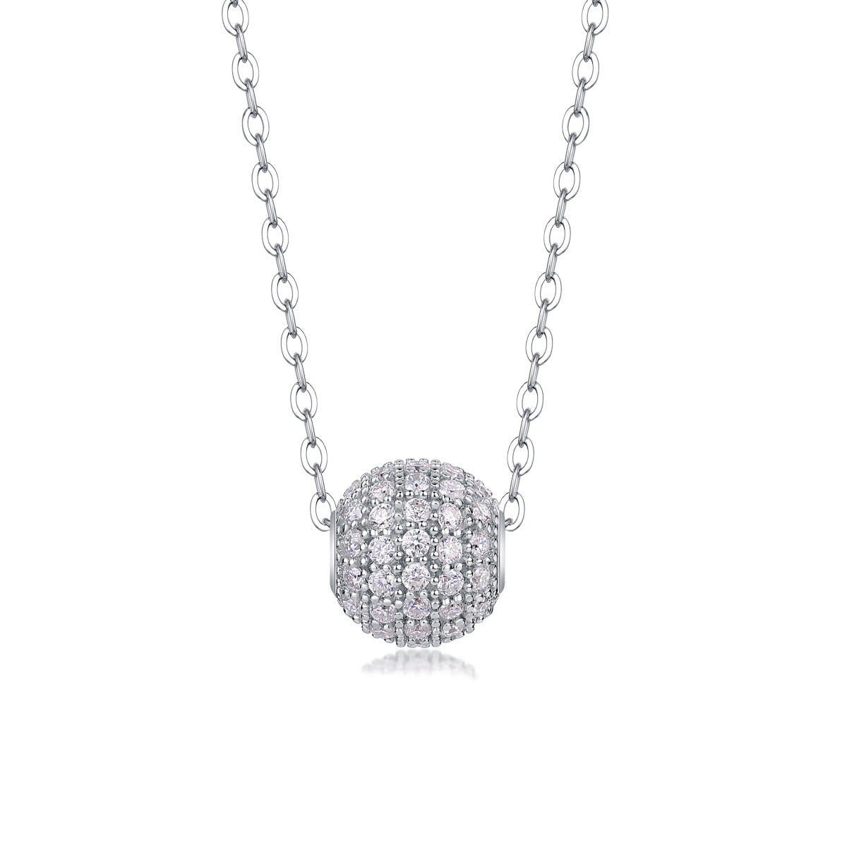 Moissanite Pave Ball Pendant Necklace in 925 Sterling Silver
