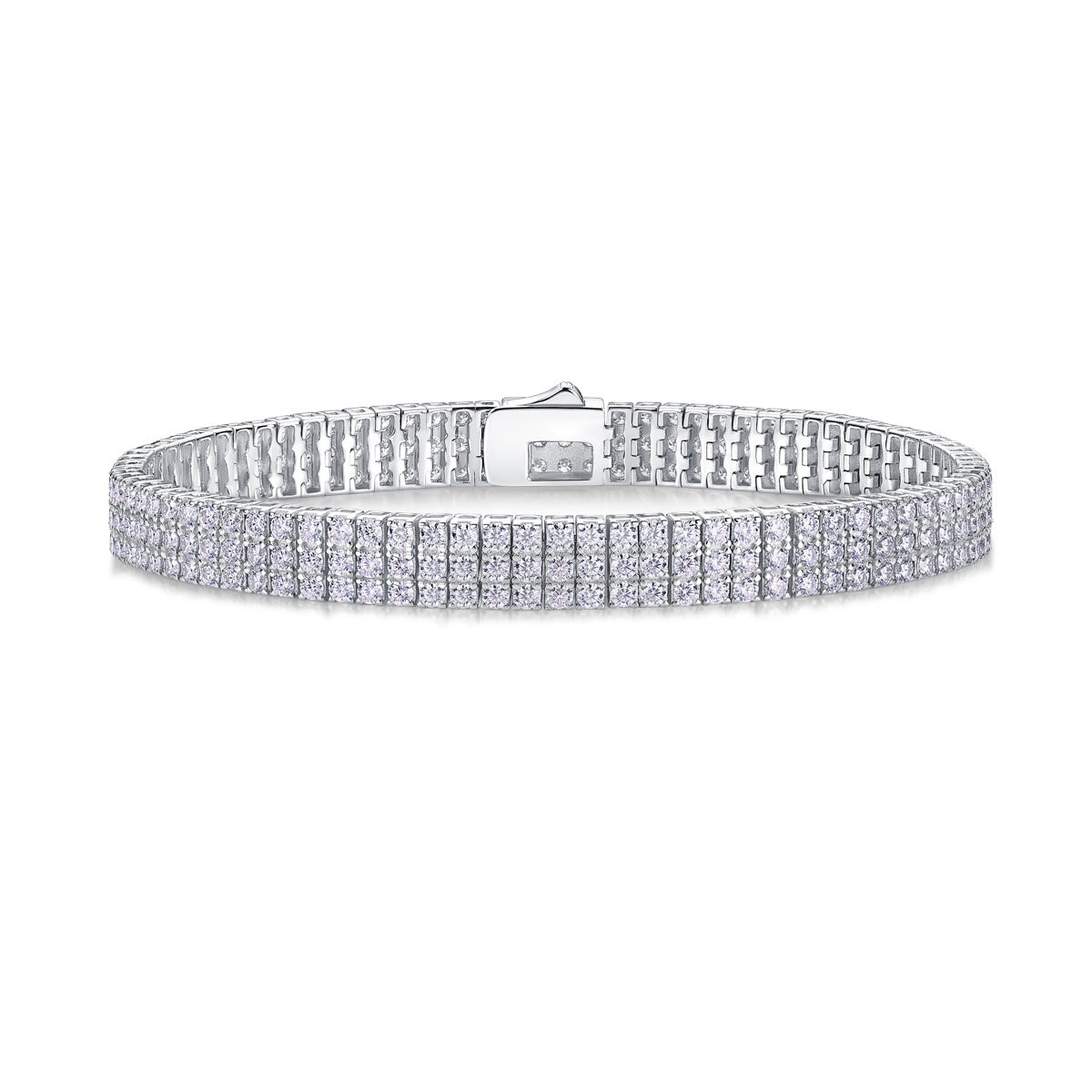 Three-Row Moissanite Tennis Bracelet in 925 Sterling Silver