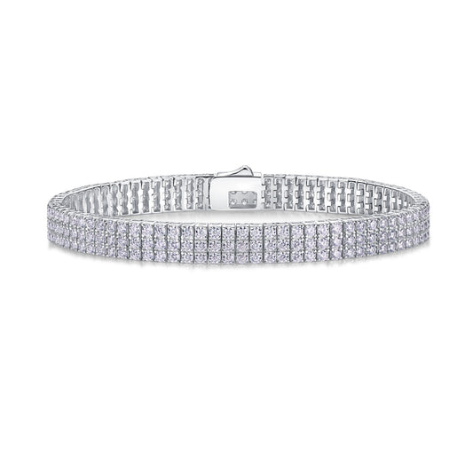 Three-Row Moissanite Tennis Bracelet in 925 Sterling Silver
