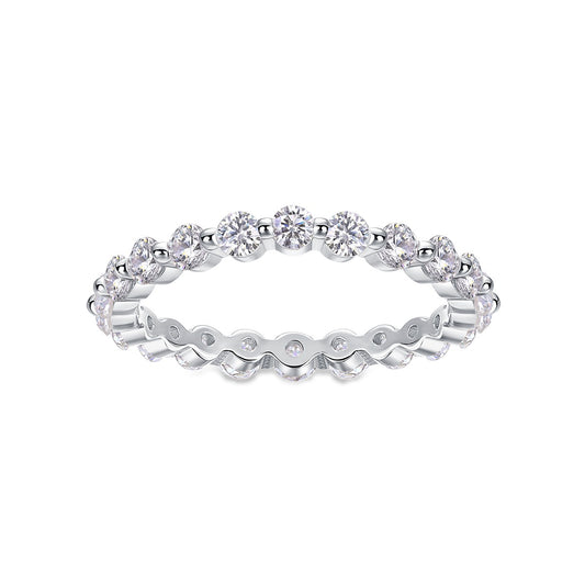 Moissanite Floating Station Eternity Band in 925 Sterling Silver