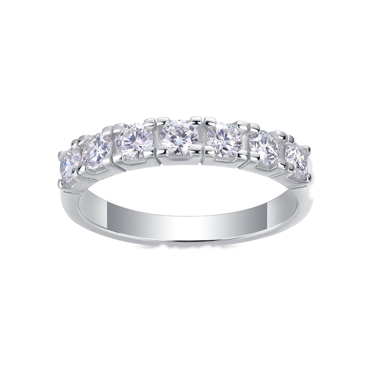 Seven-Stone Moissanite Half-Eternity Band in 925 Sterling Silver