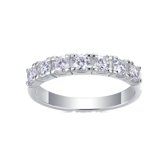 Seven-Stone Moissanite Half-Eternity Band in 925 Sterling Silver