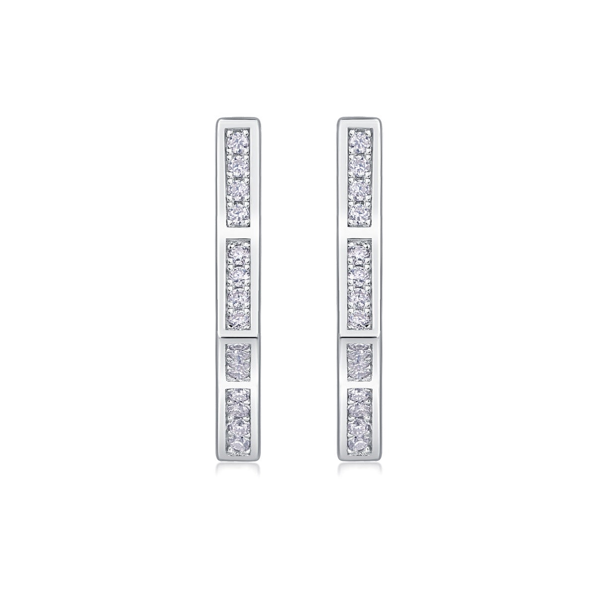 Moissanite Segmented Channel-Set Earrings in 925 Sterling Silver