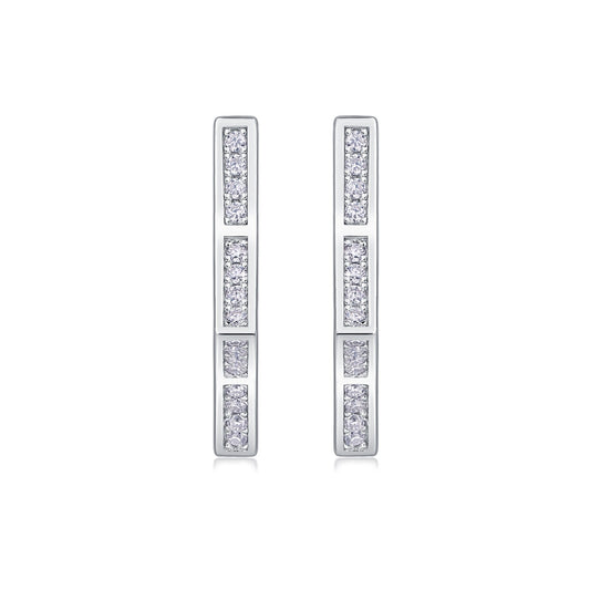 Moissanite Segmented Channel-Set Earrings in 925 Sterling Silver