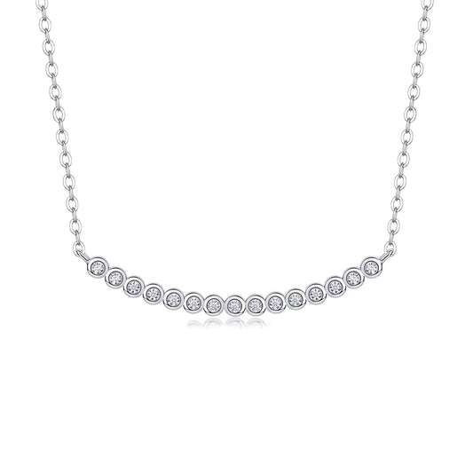 Bezel-Set Moissanite Curved Bar Necklace in 925 Sterling Silver