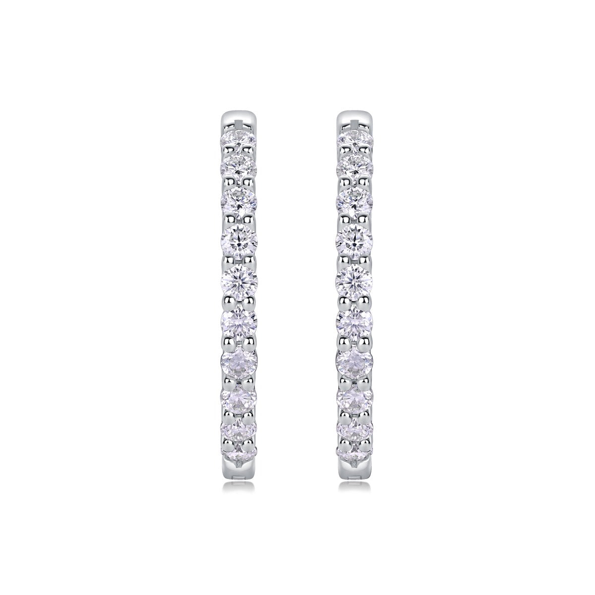 Inside-Out Round Moissanite Hoop Earrings in 925 Sterling Silver