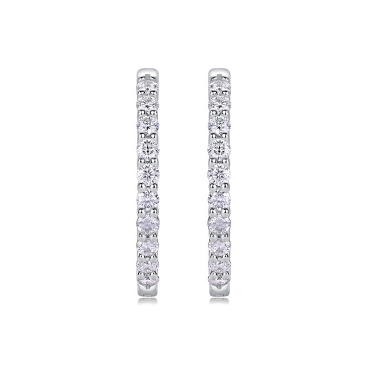 Inside-Out Round Moissanite Hoop Earrings in 925 Sterling Silver