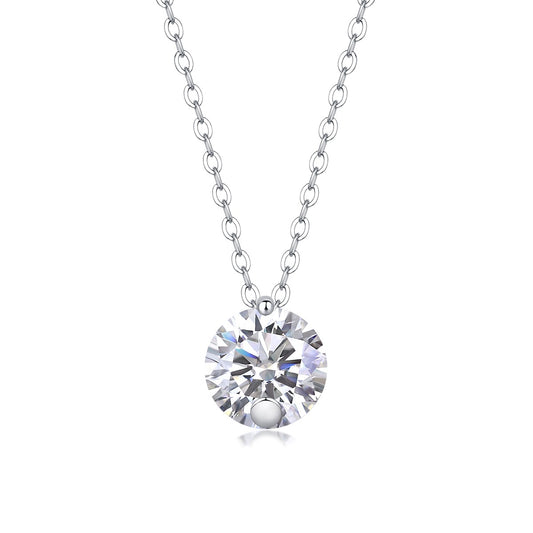 Round Moissanite Solitaire Pendant Necklace in 925 Sterling Silver