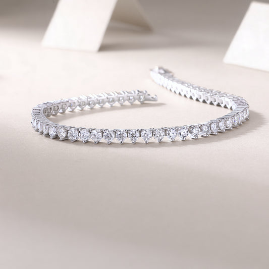 Round Moissanite Tennis Bracelet (0.1 ct Stones) in 925 Sterling Silver
