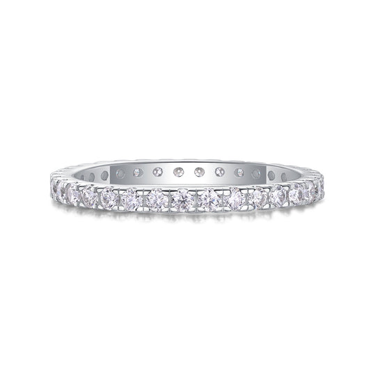 Petite Round Moissanite Full Eternity Band in 925 Sterling Silver