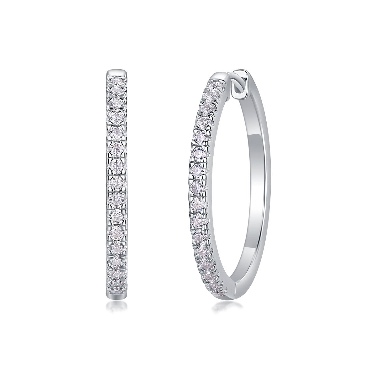 Moissanite Pave Front Hoop Earrings in 925 Sterling Silver