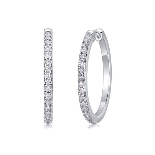 Moissanite Pave Front Hoop Earrings in 925 Sterling Silver