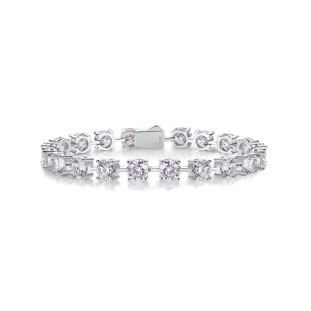 Round Moissanite Station Tennis Bracelet in 925 Sterling Silver