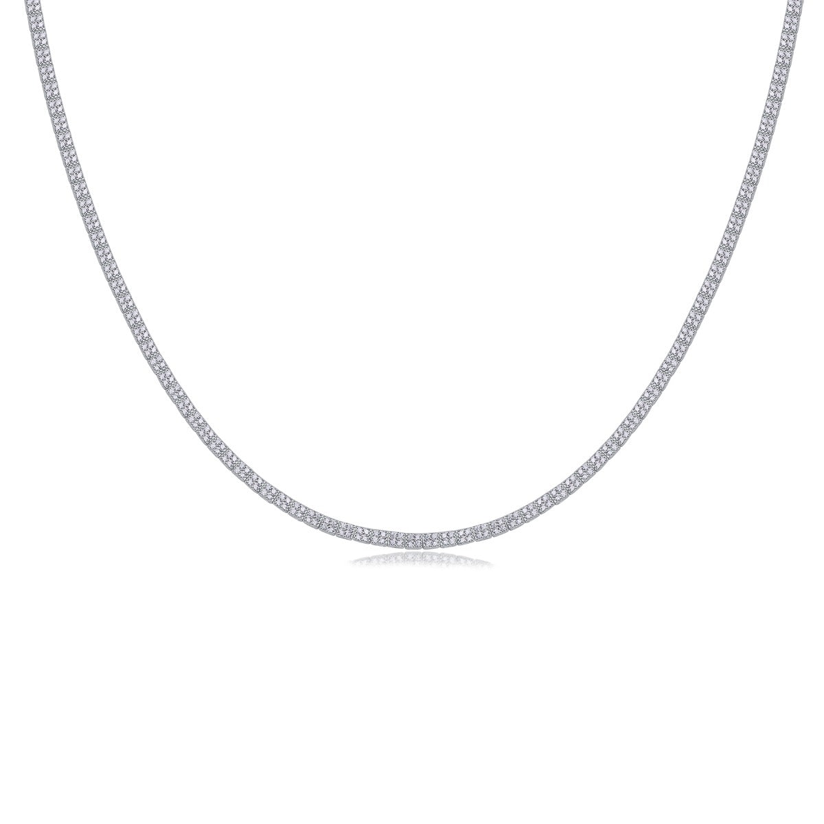Fine Moissanite Tennis Necklace in 925 Sterling Silver