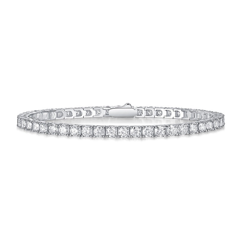 Round Moissanite Four-Prong Tennis Bracelet in 925 Sterling Silver
