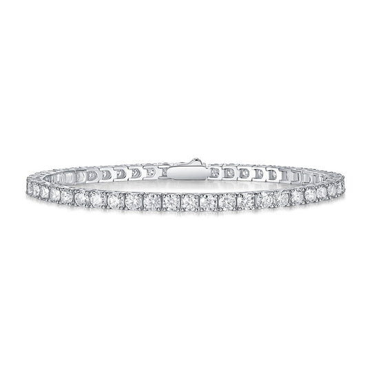 Round Moissanite Four-Prong Tennis Bracelet in 925 Sterling Silver