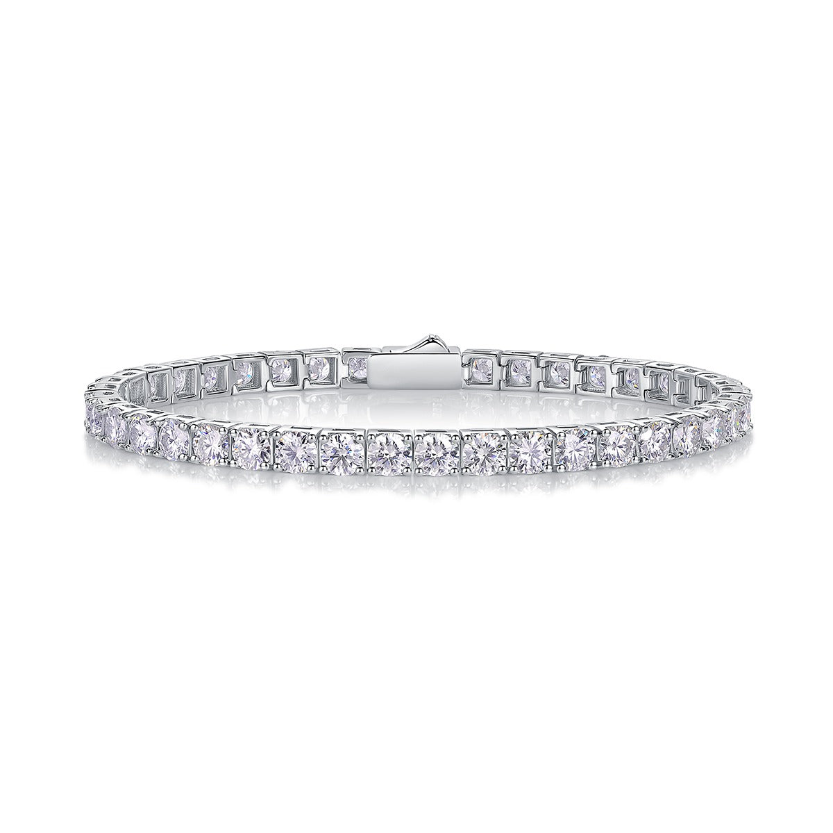 Round Moissanite Tennis Bracelet (0.3 ct Stones) in 925 Sterling Silver