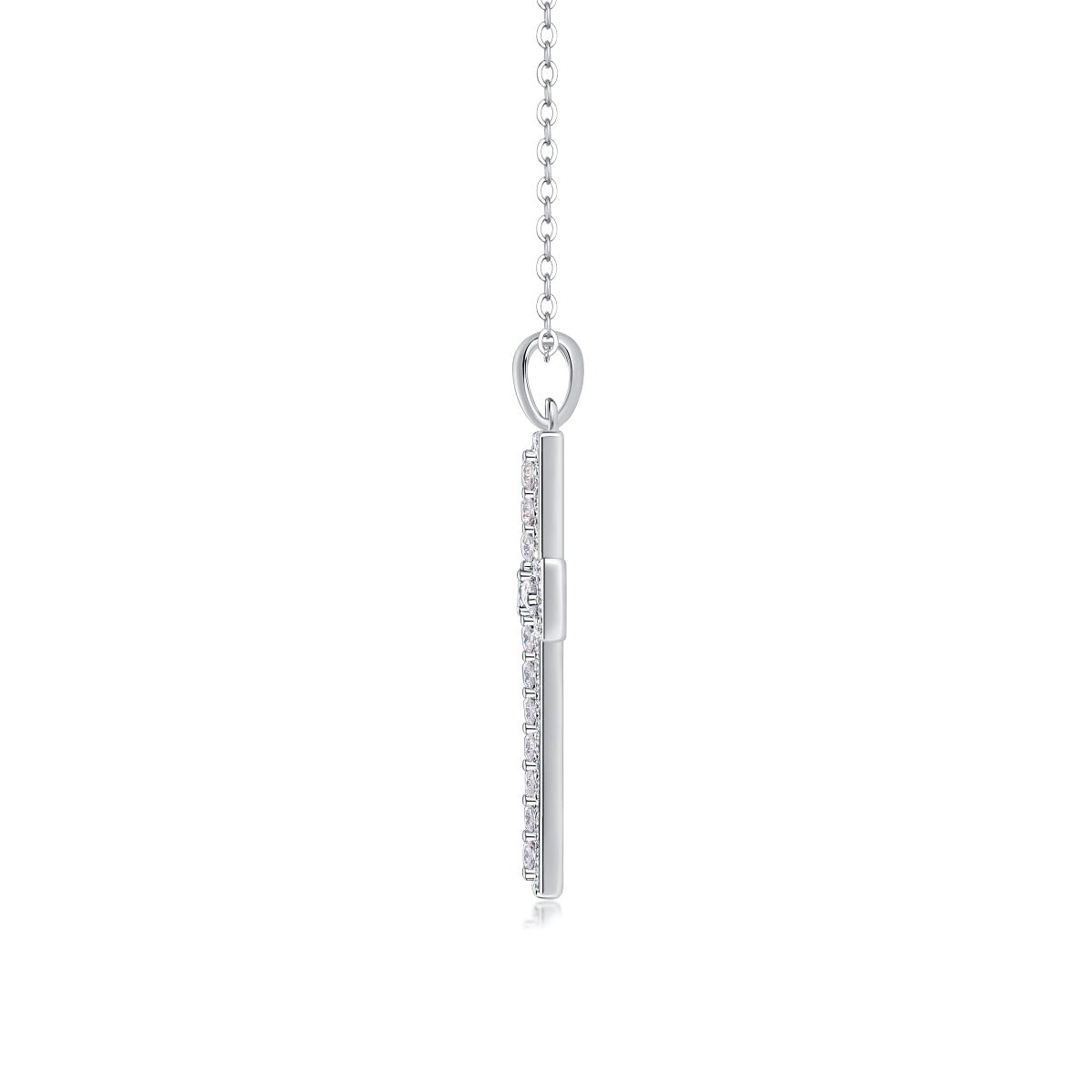 Moissanite Pave Cross Pendant Necklace in 925 Sterling Silver