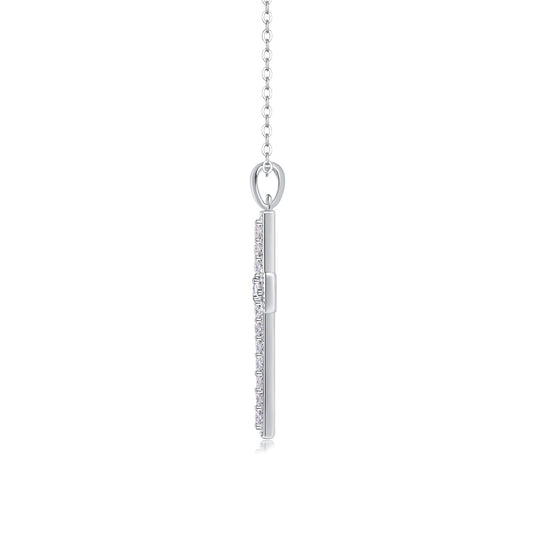 Moissanite Pave Cross Pendant Necklace in 925 Sterling Silver