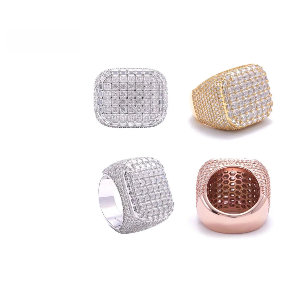 Iced Out Square Signet Ring for Men, image 6