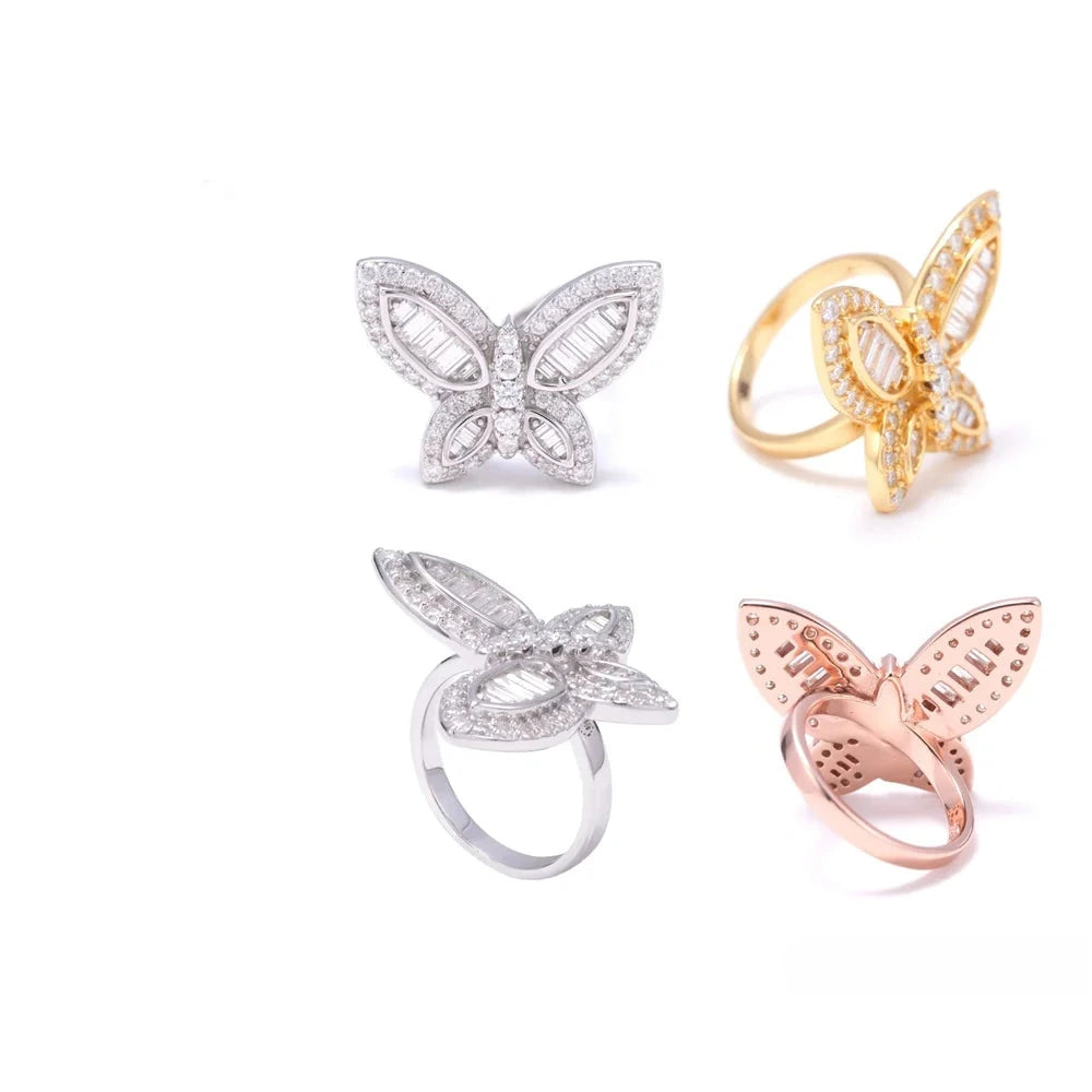 Iced Out Baguette Butterfly Ring, image 2