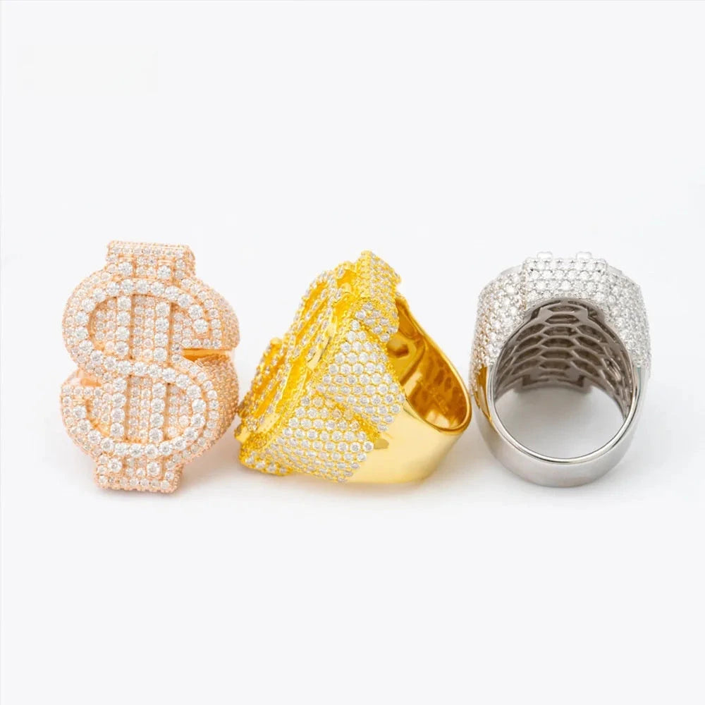 Iced Out Dollar Sign Ring for Men, image 3