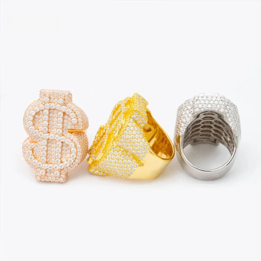 Iced Out Dollar Sign Ring for Men, image 3