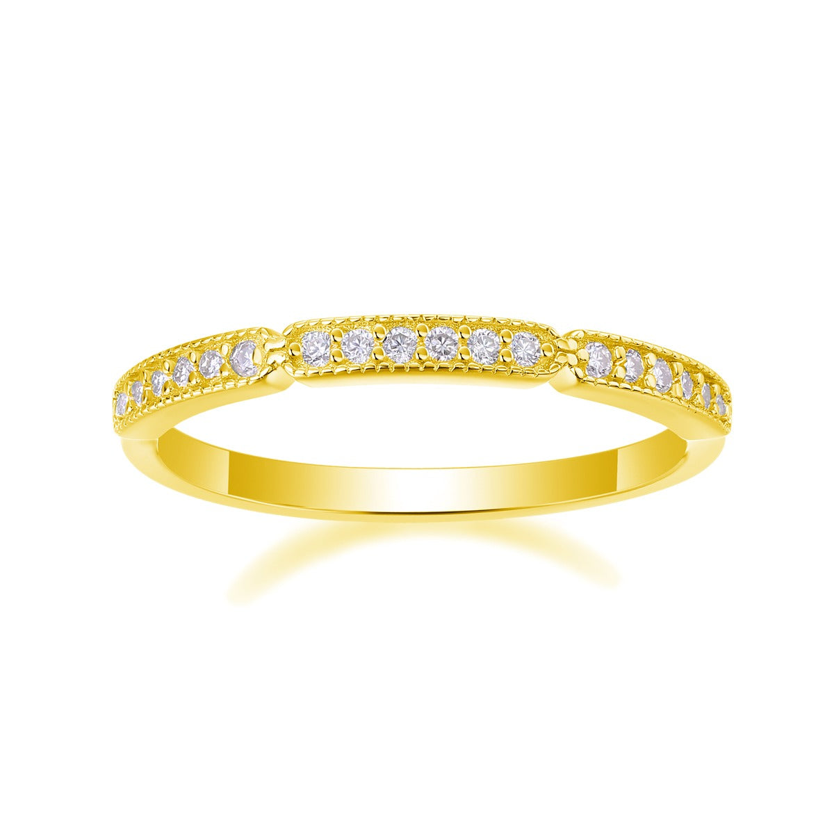 Moissanite Milgrain Pave Stacking Band in 925 Sterling Silver