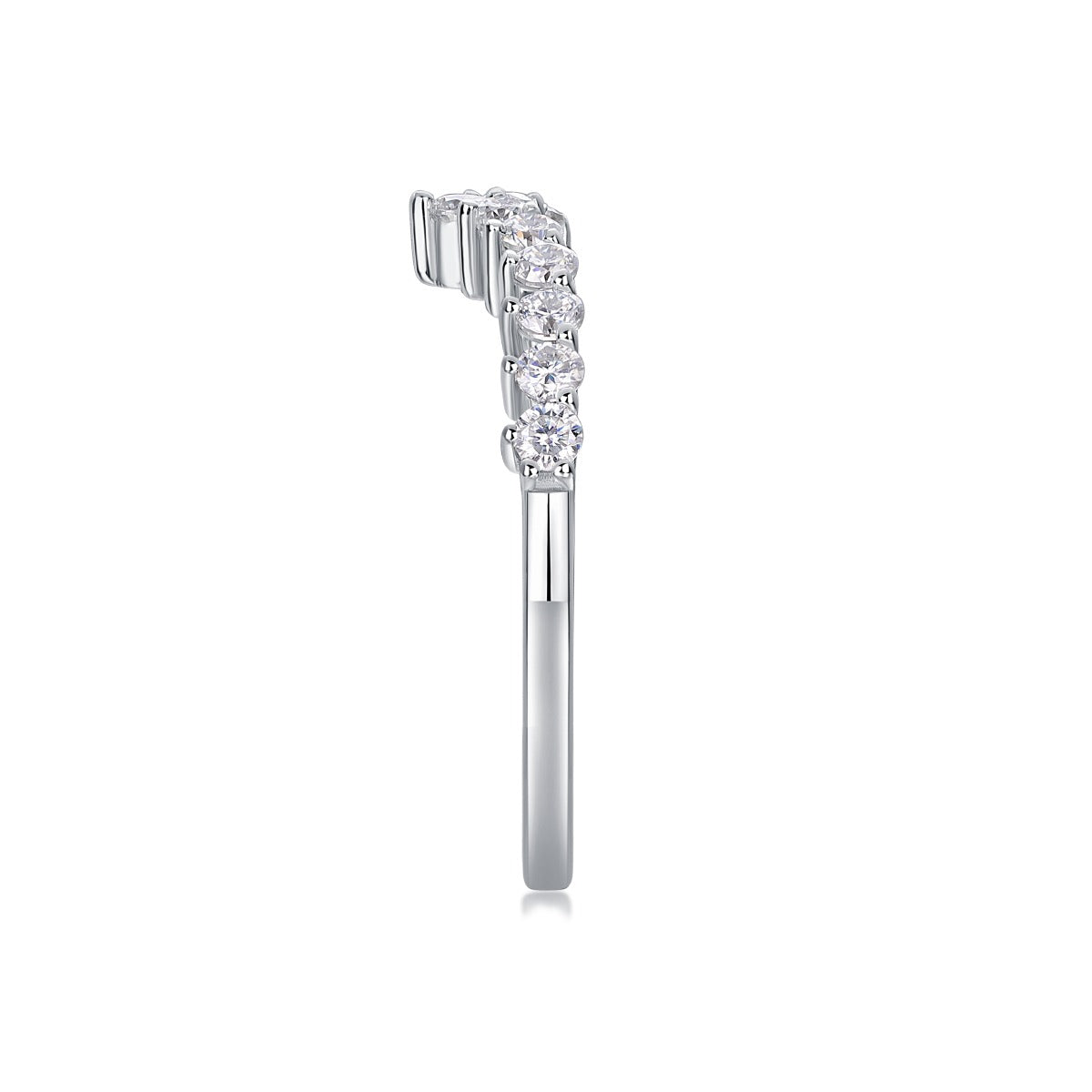 Moissanite Curved Chevron Stacking Band in 925 Sterling Silver