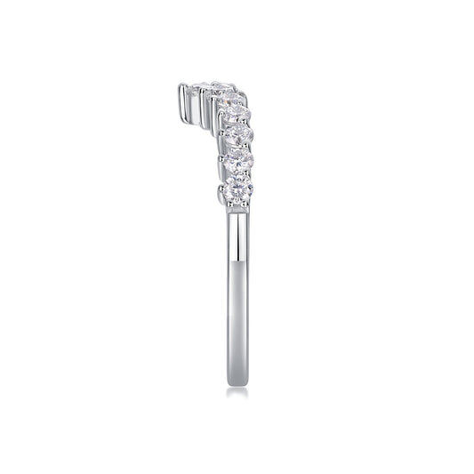 Moissanite Curved Chevron Stacking Band in 925 Sterling Silver
