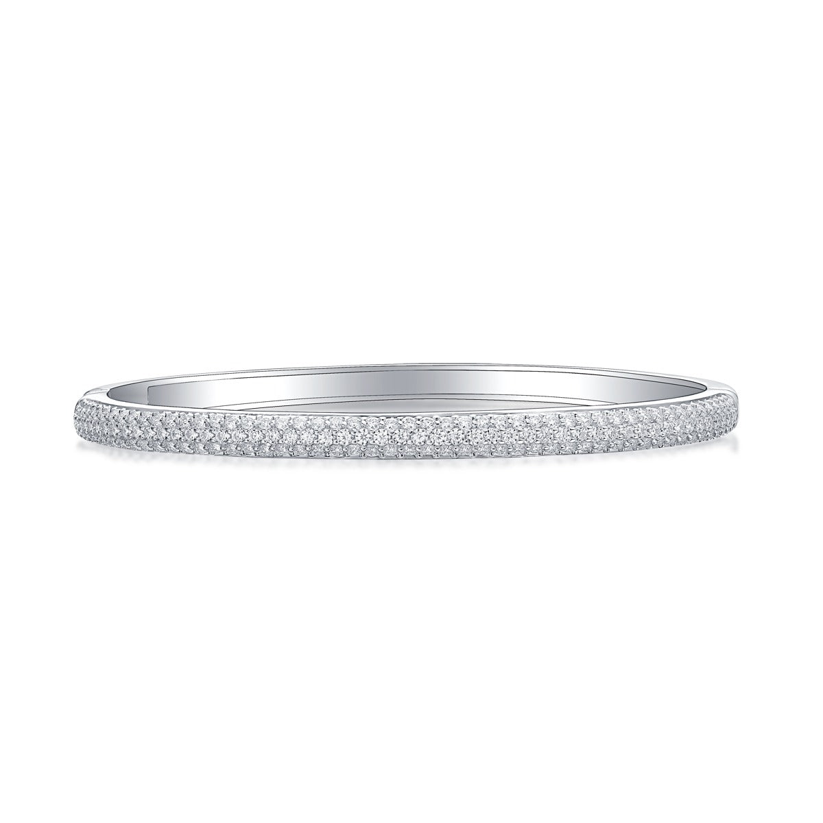 Pave Moissanite Hinged Bangle Bracelet in 925 Sterling Silver
