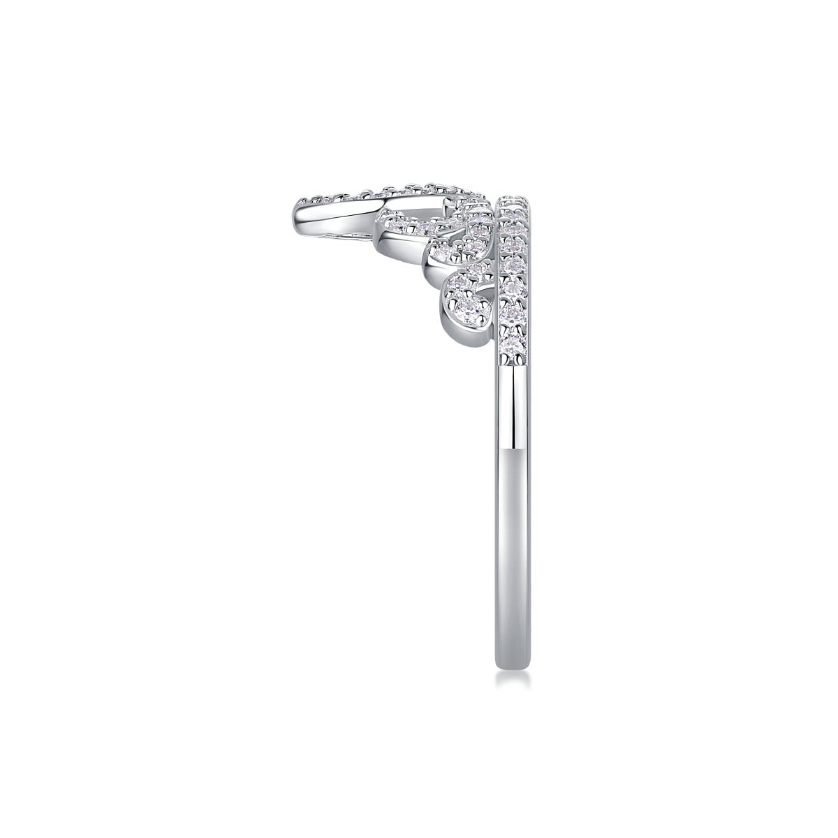 Moissanite Pave Tiara Crown Ring in 925 Sterling Silver